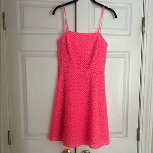 Pink Lace Spaghetti Strap Dress